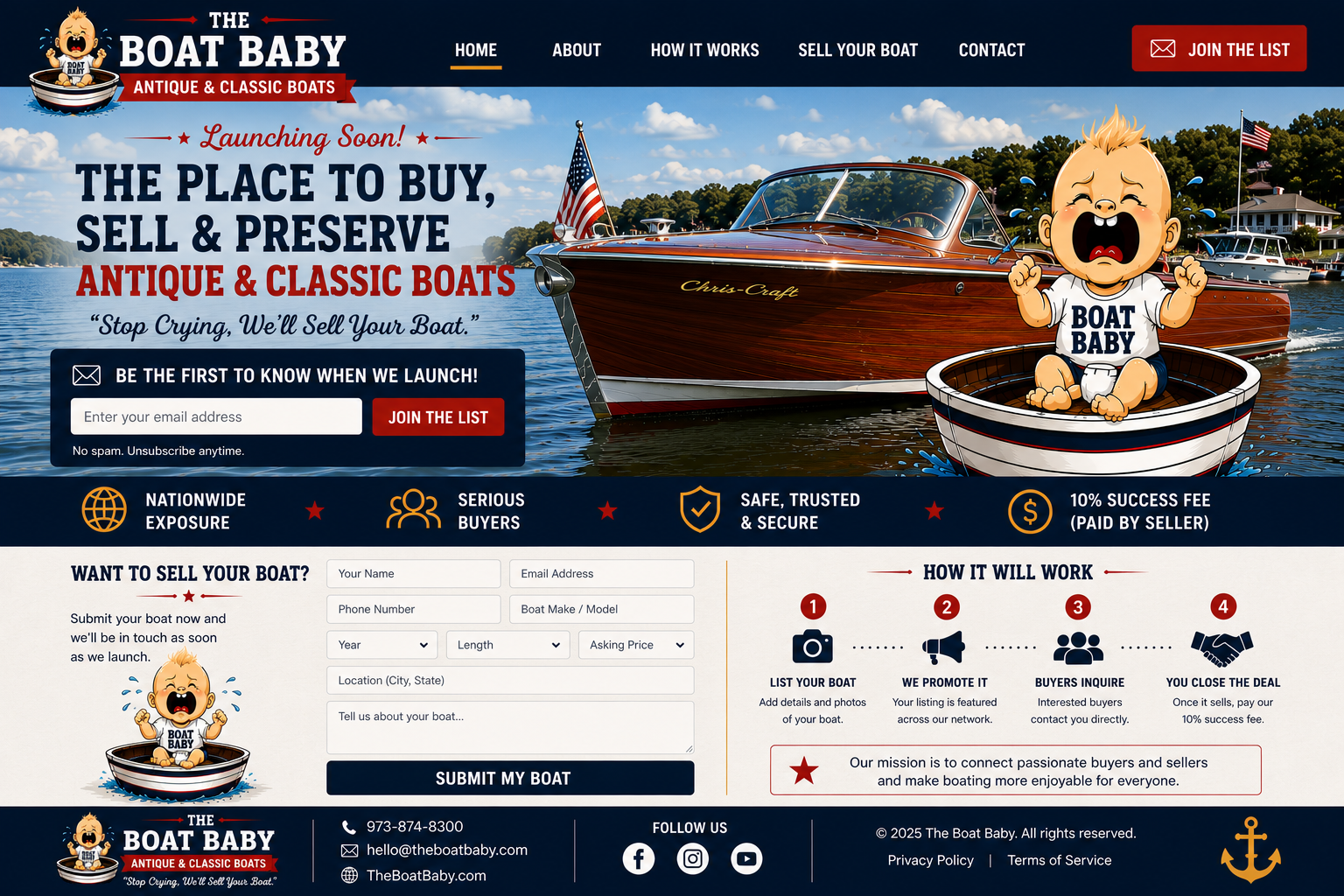 The Boat Baby launching soon homepage